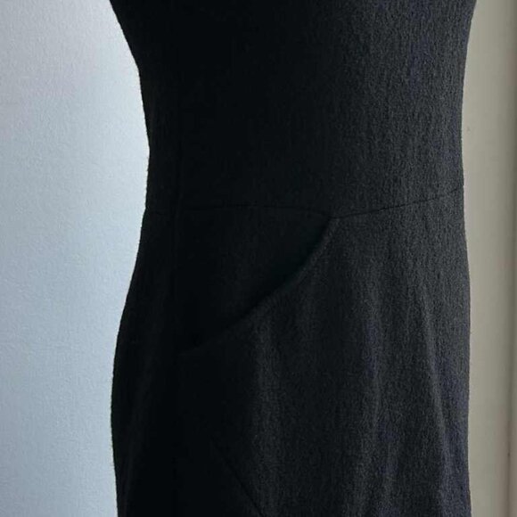 Zara Collection Black Textured Wool Mock-Neck Shift Dress with Pockets – EU L - Picture 2 of 12